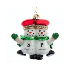 Noble Gems Snowman Salt and Pepper Shakers Glass Ornament