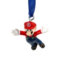 Custom Nintendo Super Mario With Arms Stretched Ornament With Blue Ribbon