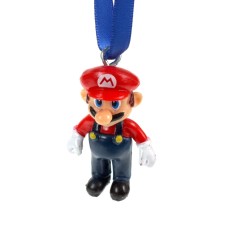 Custom Nintendo Super Mario With Arms At Side Ornament With Blue Ribbon