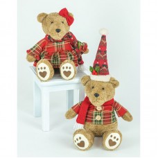 14-22" Fabric Christmas Bear Sitter 2 Piece Set