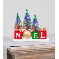 8" Resin & Wire Light Up Noel Sign With Trees