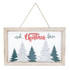 15.75" Wood & Metal Merry Christmas Forest Sign