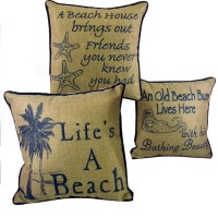 10" Canvas Seaside Pillow 3 Piece Set