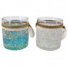 4" Mosaic Candle Cup With Shell 2 Piece Set