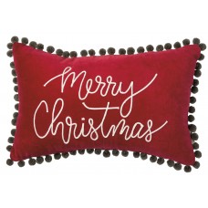 Red & White Merry Christmas Text Pillow