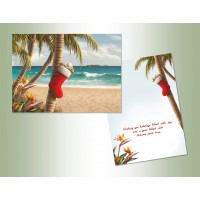 Stocking On Palm Tree Christmas Cards