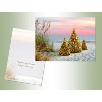 Trees On Beach Christmas Cards