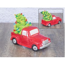 Festive Christmas Tree Red Truck with LED Lights