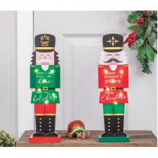 14" Wood Red & Green Nutcracker 2 Piece Set