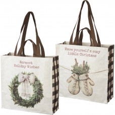 Warmest Holiday Wishes/Have Yourself A Cozy Little Christmas Wreath/Mittens Market Tote Bag