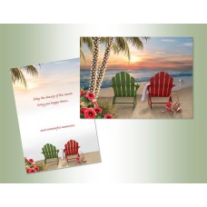 Holiday Sunset Adirondack Chairs Exceptional Value Christmas Cards 