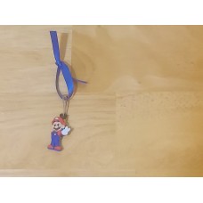 Custom Mario Peace Sign Posing With Blue Ribbon Mini Ornament/Charm