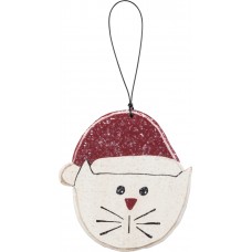 Cat With Santa Hat Ornament