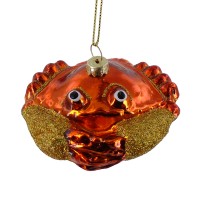 3.5" Blown Glass Red Crab Christmas Ornament