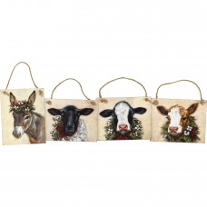 Christmas Farm Animal Ornaments 4 Piece Set