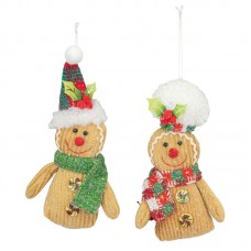 6.5-7.5" Fabric Sparkle Pastry Gingerbread Ornament 2 Piece Set