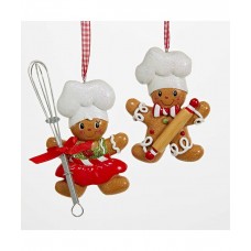 Gingerbread Boy & Girl Baker Ornaments 2 Piece Set