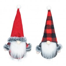 9.5" Fabric Festive Flannel Gnome Ornament 2 Piece Set