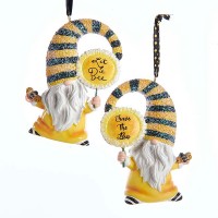Bee Gnome With Sunflower Ornaments 2 Piece Set
