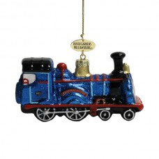 Busch Gardens Williamsburg Blue Train Glass Ornament