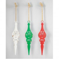 White, Green, & Red Manger Icicle Ornaments 3 Piece Set