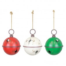 Red, White, & Green North Star Jingle Bell Ornaments 3 Piece Set