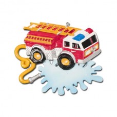 Personalizable Fire Truck With Splashing Hose Ornament