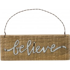 Believe Text Slat Ornament