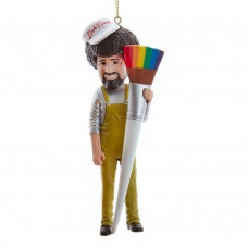 Bob Ross With Paint Brush Ornament