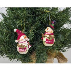 3.25" Resin Arkansas Razorbacks Snowman Ornament 2 Piece Set