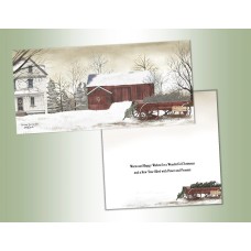 Red Barn Long Glitter Christmas Cards