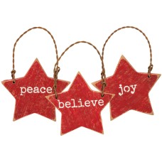 Red White Peace Believe Joy Star Ornament 3A