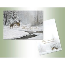 Wishing You Peace Deer At Stream Exceptional Value Christmas Cards